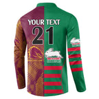 Custom NRL Rabbitohs and Broncos Button Sweatshirt Sporty Style