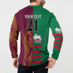 Custom NRL Rabbitohs and Broncos Button Sweatshirt Sporty Style