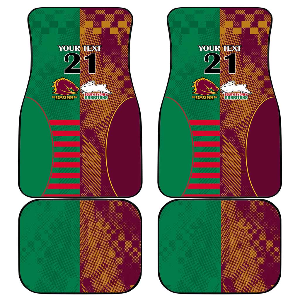 Custom NRL Rabbitohs and Broncos Car Mats Sporty Style