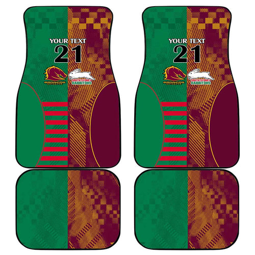 Custom NRL Rabbitohs and Broncos Car Mats Sporty Style