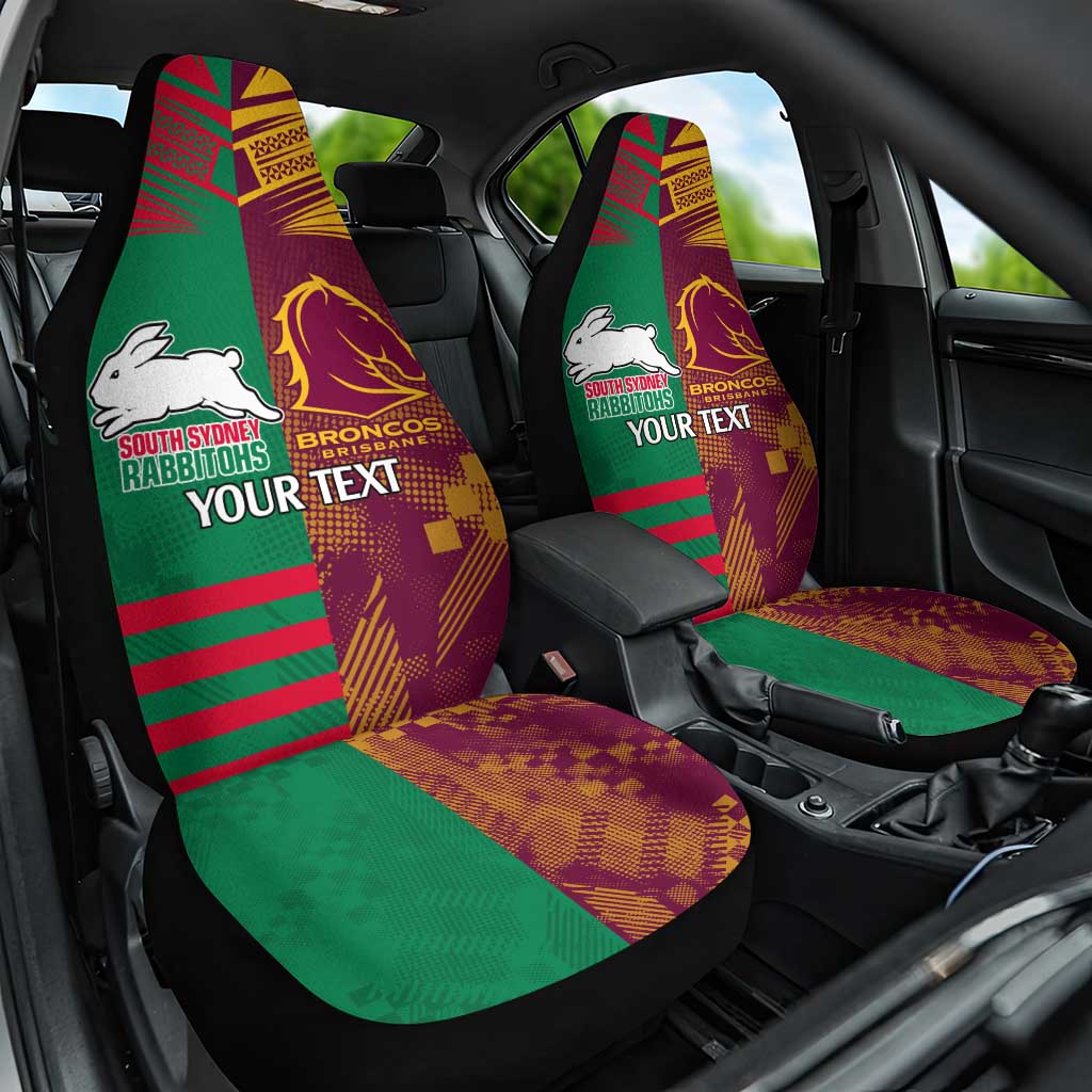 Custom NRL Rabbitohs and Broncos Car Seat Cover Sporty Style