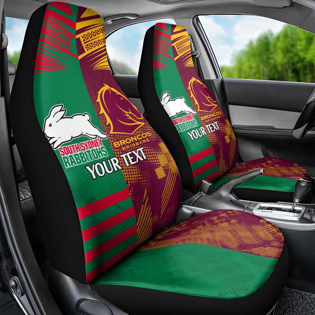 Custom NRL Rabbitohs and Broncos Car Seat Cover Sporty Style