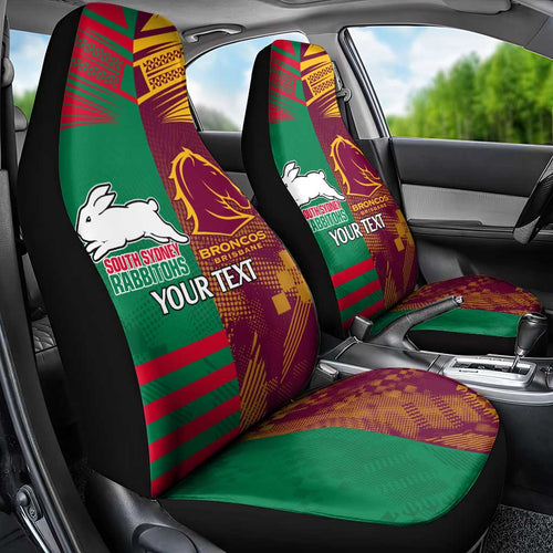 Custom NRL Rabbitohs and Broncos Car Seat Cover Sporty Style