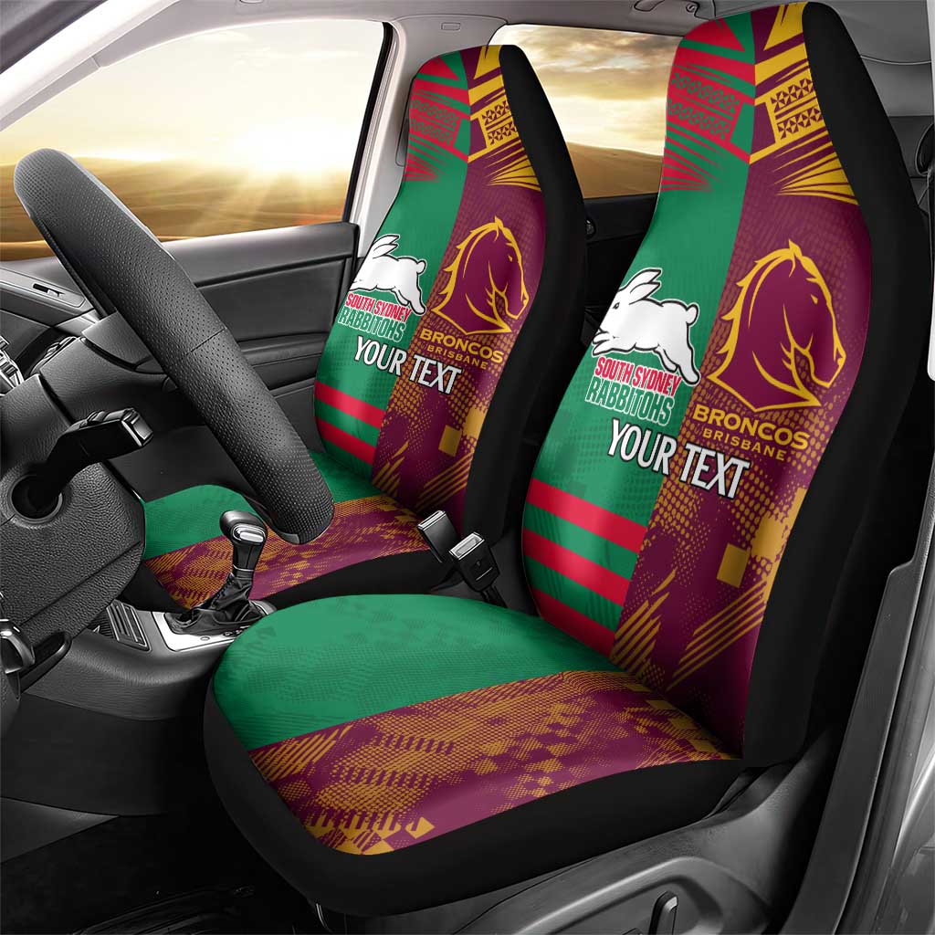 Custom NRL Rabbitohs and Broncos Car Seat Cover Sporty Style