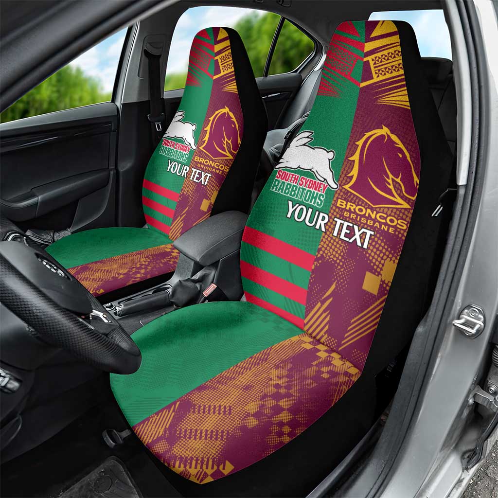 Custom NRL Rabbitohs and Broncos Car Seat Cover Sporty Style