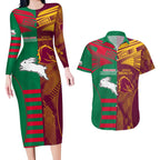 Custom NRL Rabbitohs and Broncos Couples Matching Long Sleeve Bodycon Dress and Hawaiian Shirt Sporty Style