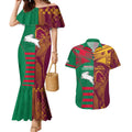 Custom NRL Rabbitohs and Broncos Couples Matching Mermaid Dress and Hawaiian Shirt Sporty Style