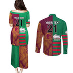 Custom NRL Rabbitohs and Broncos Couples Matching Puletasi and Long Sleeve Button Shirt Sporty Style