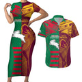 Custom NRL Rabbitohs and Broncos Couples Matching Short Sleeve Bodycon Dress and Hawaiian Shirt Sporty Style
