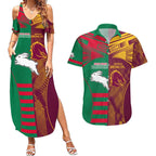 Custom NRL Rabbitohs and Broncos Couples Matching Summer Maxi Dress and Hawaiian Shirt Sporty Style