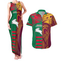 Custom NRL Rabbitohs and Broncos Couples Matching Tank Maxi Dress and Hawaiian Shirt Sporty Style