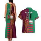 Custom NRL Rabbitohs and Broncos Couples Matching Tank Maxi Dress and Hawaiian Shirt Sporty Style