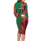 Custom NRL Rabbitohs and Broncos Family Matching Long Sleeve Bodycon Dress and Hawaiian Shirt Sporty Style