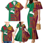 Custom NRL Rabbitohs and Broncos Family Matching Mermaid Dress and Hawaiian Shirt Sporty Style
