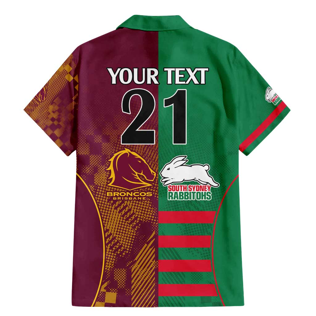 Custom NRL Rabbitohs and Broncos Family Matching Mermaid Dress and Hawaiian Shirt Sporty Style