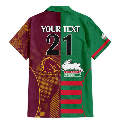 Custom NRL Rabbitohs and Broncos Family Matching Mermaid Dress and Hawaiian Shirt Sporty Style