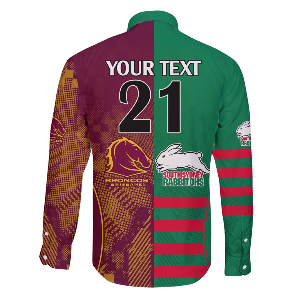 Custom NRL Rabbitohs and Broncos Family Matching Mermaid Dress and Hawaiian Shirt Sporty Style