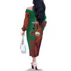 Custom NRL Rabbitohs and Broncos Family Matching Off The Shoulder Long Sleeve Dress and Hawaiian Shirt Sporty Style