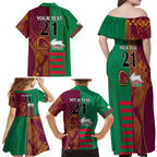 Custom NRL Rabbitohs and Broncos Family Matching Off Shoulder Maxi Dress and Hawaiian Shirt Sporty Style