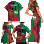 Custom NRL Rabbitohs and Broncos Family Matching Short Sleeve Bodycon Dress and Hawaiian Shirt Sporty Style