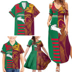 Custom NRL Rabbitohs and Broncos Family Matching Summer Maxi Dress and Hawaiian Shirt Sporty Style