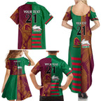 Custom NRL Rabbitohs and Broncos Family Matching Summer Maxi Dress and Hawaiian Shirt Sporty Style