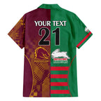 Custom NRL Rabbitohs and Broncos Family Matching Summer Maxi Dress and Hawaiian Shirt Sporty Style