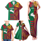 Custom NRL Rabbitohs and Broncos Family Matching Tank Maxi Dress and Hawaiian Shirt Sporty Style