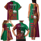 Custom NRL Rabbitohs and Broncos Family Matching Tank Maxi Dress and Hawaiian Shirt Sporty Style