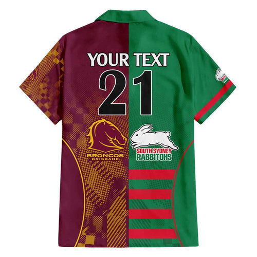 Custom NRL Rabbitohs and Broncos Family Matching Tank Maxi Dress and Hawaiian Shirt Sporty Style