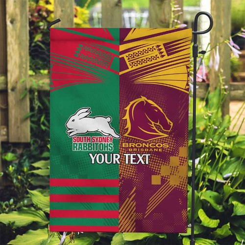 Custom NRL Rabbitohs and Broncos Garden Flag Sporty Style