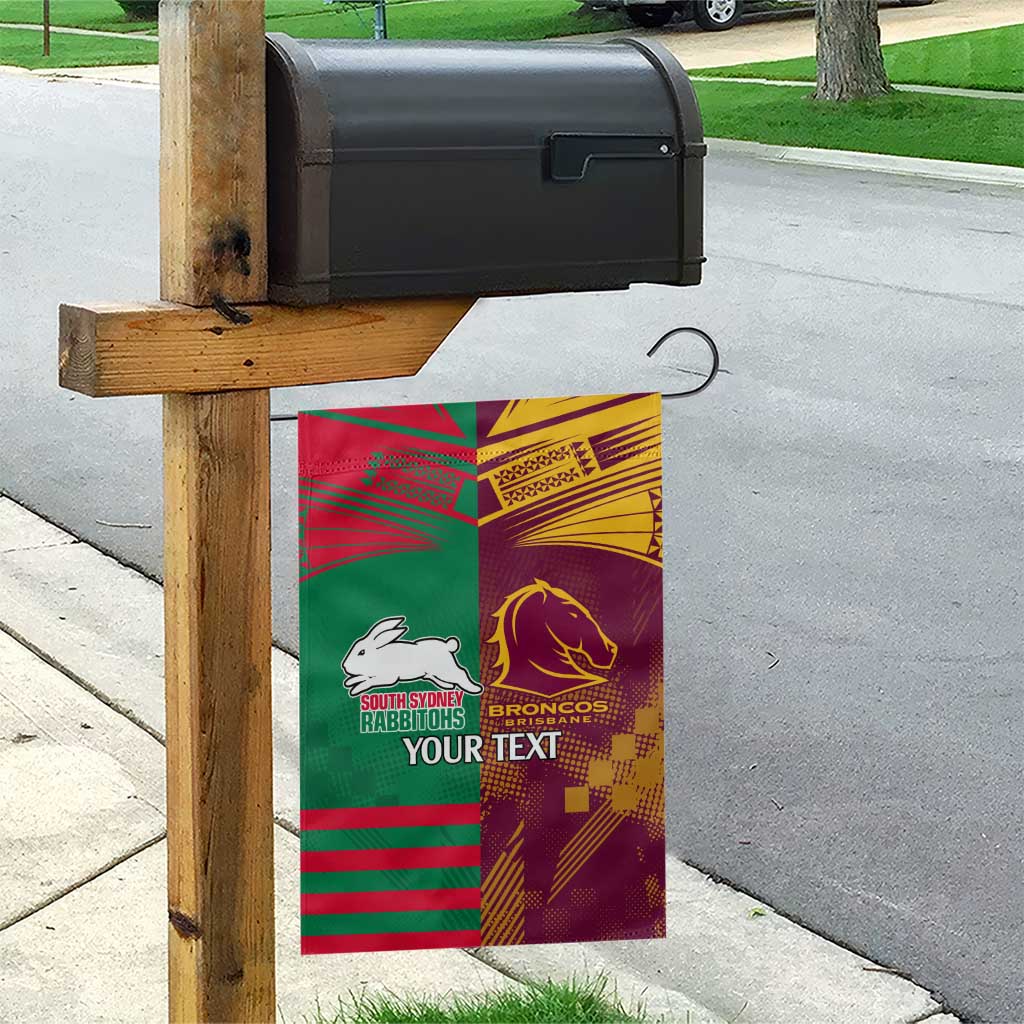 Custom NRL Rabbitohs and Broncos Garden Flag Sporty Style