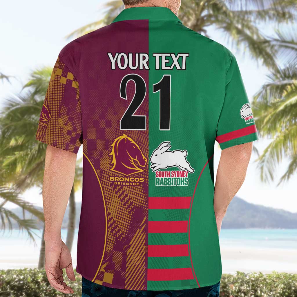 Custom NRL Rabbitohs and Broncos Hawaiian Shirt Sporty Style