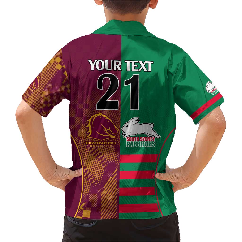 Custom NRL Rabbitohs and Broncos Hawaiian Shirt Sporty Style