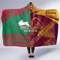 Custom NRL Rabbitohs and Broncos Hooded Blanket Sporty Style