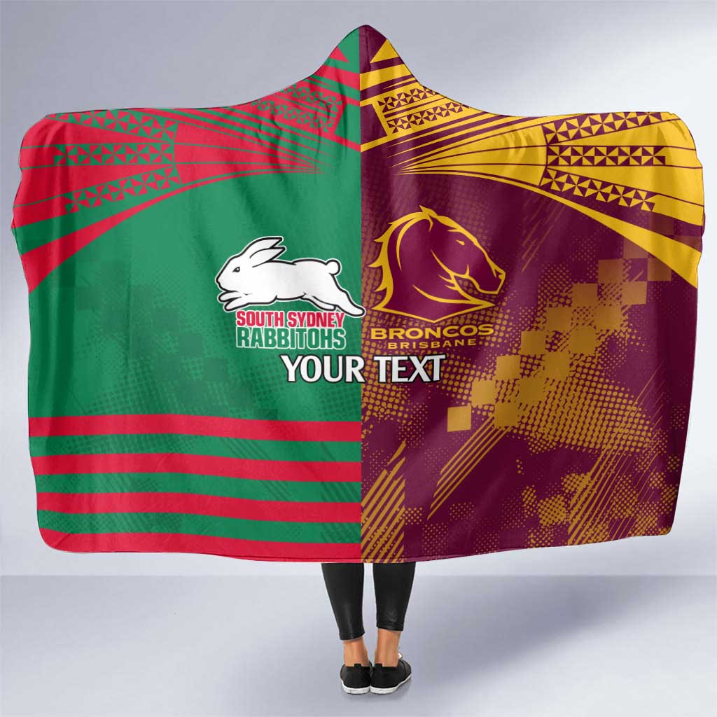 Custom NRL Rabbitohs and Broncos Hooded Blanket Sporty Style