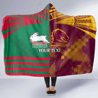 Custom NRL Rabbitohs and Broncos Hooded Blanket Sporty Style