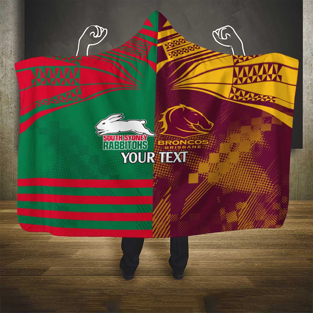 Custom NRL Rabbitohs and Broncos Hooded Blanket Sporty Style