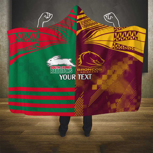 Custom NRL Rabbitohs and Broncos Hooded Blanket Sporty Style