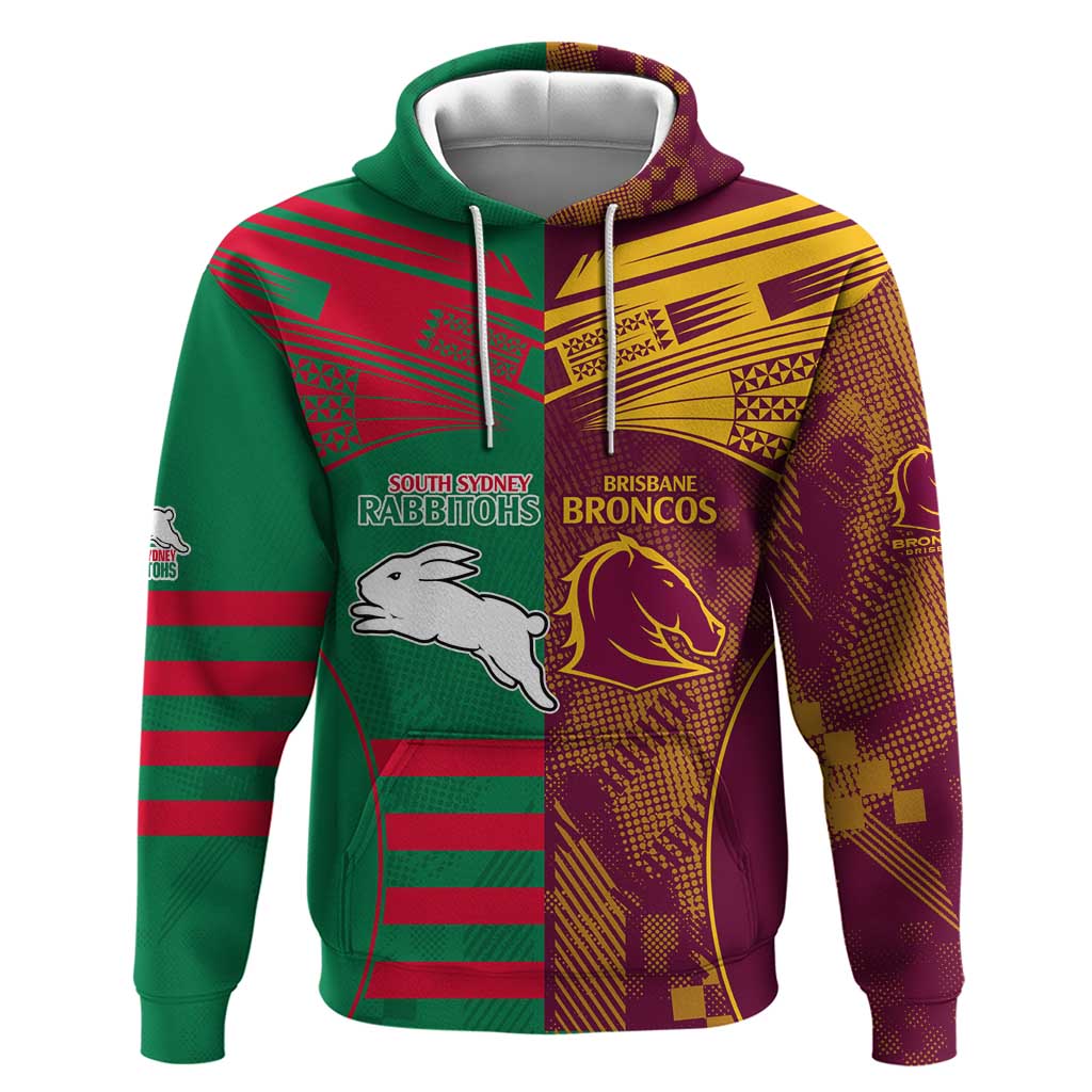 Custom NRL Rabbitohs and Broncos Hoodie Sporty Style