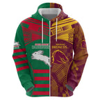 Custom NRL Rabbitohs and Broncos Hoodie Sporty Style