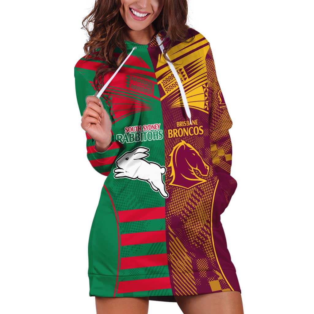 Custom NRL Rabbitohs and Broncos Hoodie Dress Sporty Style