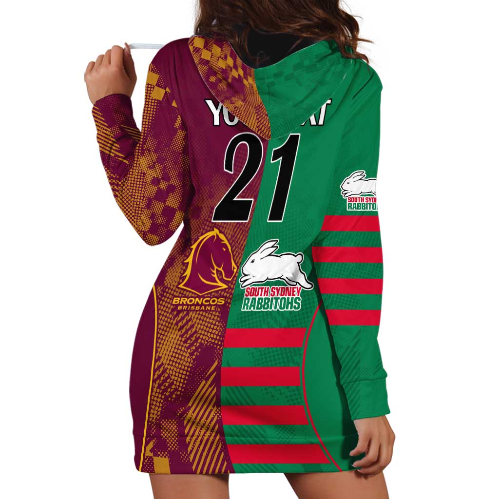 Custom NRL Rabbitohs and Broncos Hoodie Dress Sporty Style