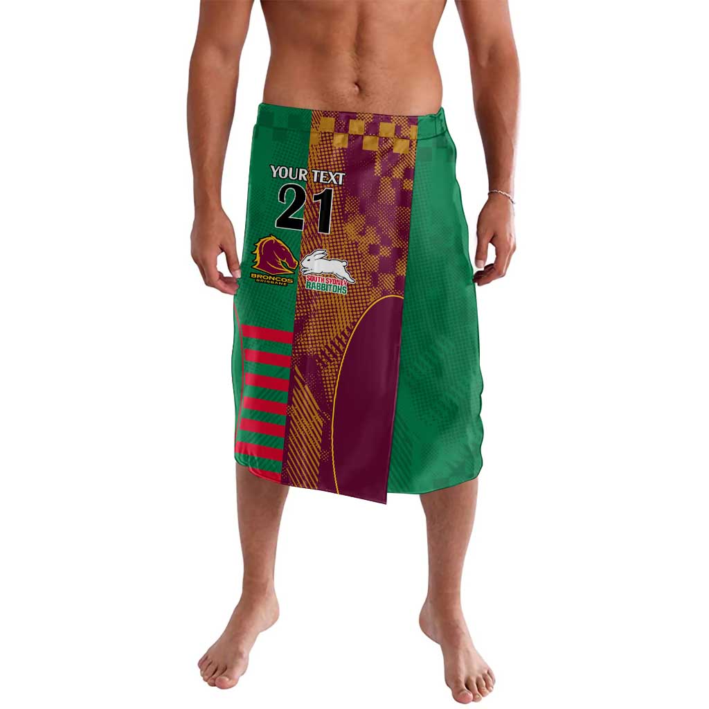 Custom NRL Rabbitohs and Broncos Lavalava Sporty Style