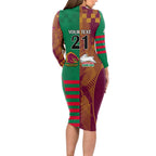 Custom NRL Rabbitohs and Broncos Long Sleeve Bodycon Dress Sporty Style