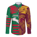 Custom NRL Rabbitohs and Broncos Long Sleeve Button Shirt Sporty Style