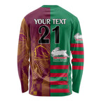 Custom NRL Rabbitohs and Broncos Long Sleeve Shirt Sporty Style