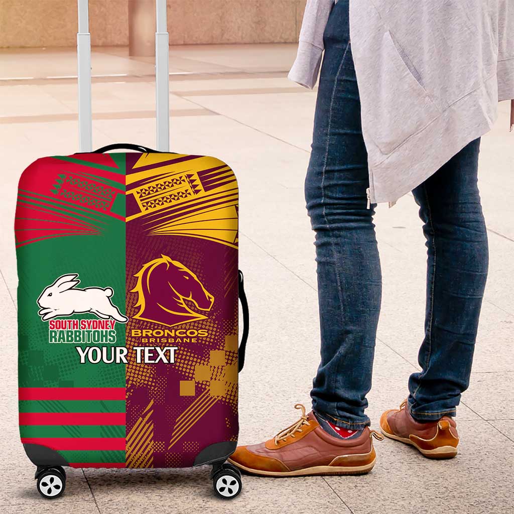 Custom NRL Rabbitohs and Broncos Luggage Cover Sporty Style