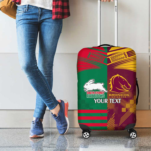 Custom NRL Rabbitohs and Broncos Luggage Cover Sporty Style