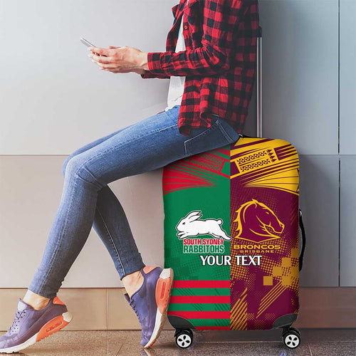 Custom NRL Rabbitohs and Broncos Luggage Cover Sporty Style